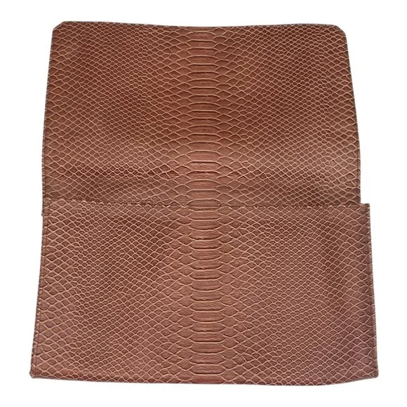 Vintage Zambos & Siega Faux Snakeskin Brown Clutch Bag Metal Handle 13x8x1.5 - Picture 6 of 9